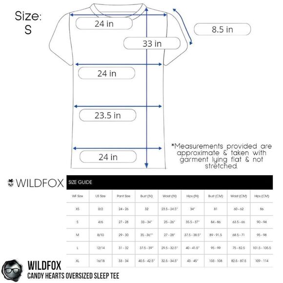 WILDFOX SLEEP CANDY HEARTS PRINT OVERSIZED SLEEP T-SHIRT IN WHITE NIGHTSHIRT NEW - Picture 12 of 15